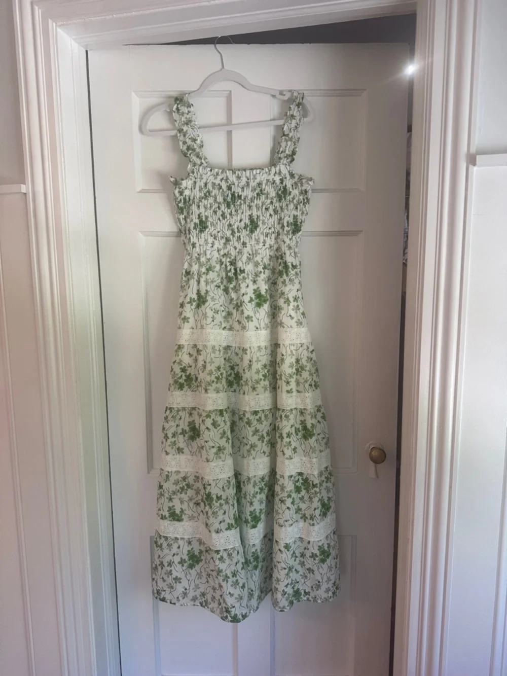 Hill House Green Floral Smocked Midi Dress - Picture 1 of 3
